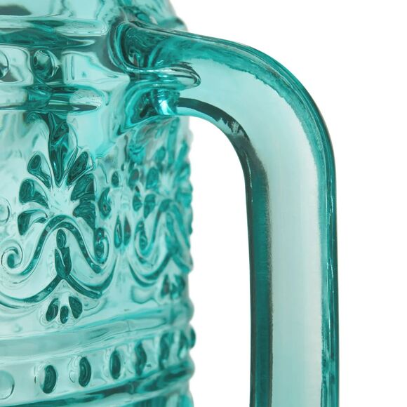 Pioneer Woman Cassie Mason Jar Drinking Glass Lid Straw Teal Handle 32 oz Gift - Picture 4 of 5
